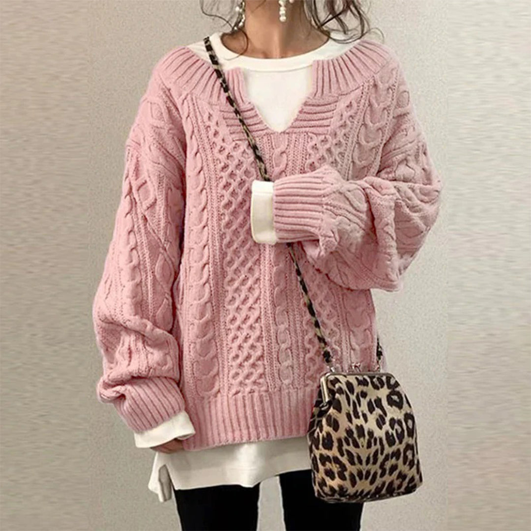 Pull Tricoté Oversize à Col Rond