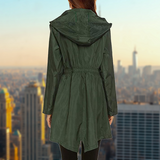 Leichter Damenparka – Übergangsjacke mit Kapuze und verstellbarem Taillenbund