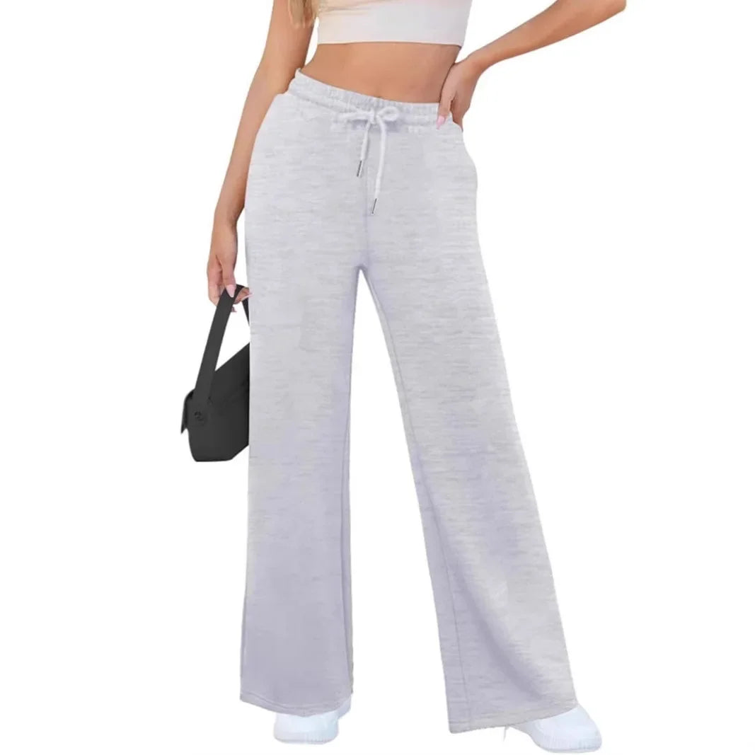Damen-Freizeithose – Bequeme Hose mit weitem Bein und Kordelzug