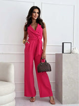 Damen-Overall mit V-Ausschnitt und Gürtel Eleganz