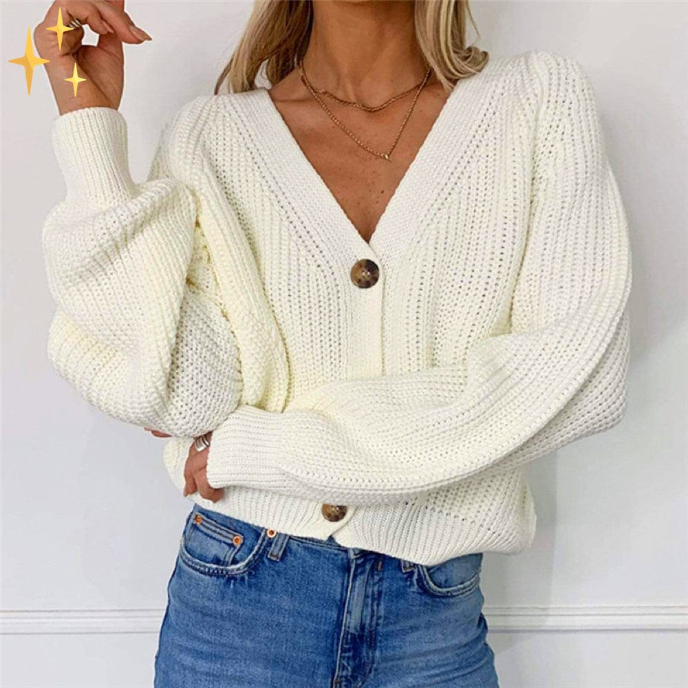Damen Oversize Cardigan – Strickweste mit V-Ausschnitt und Knöpfen