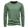 T-shirt à manches longues pour hommes en coton respirant avec col rond