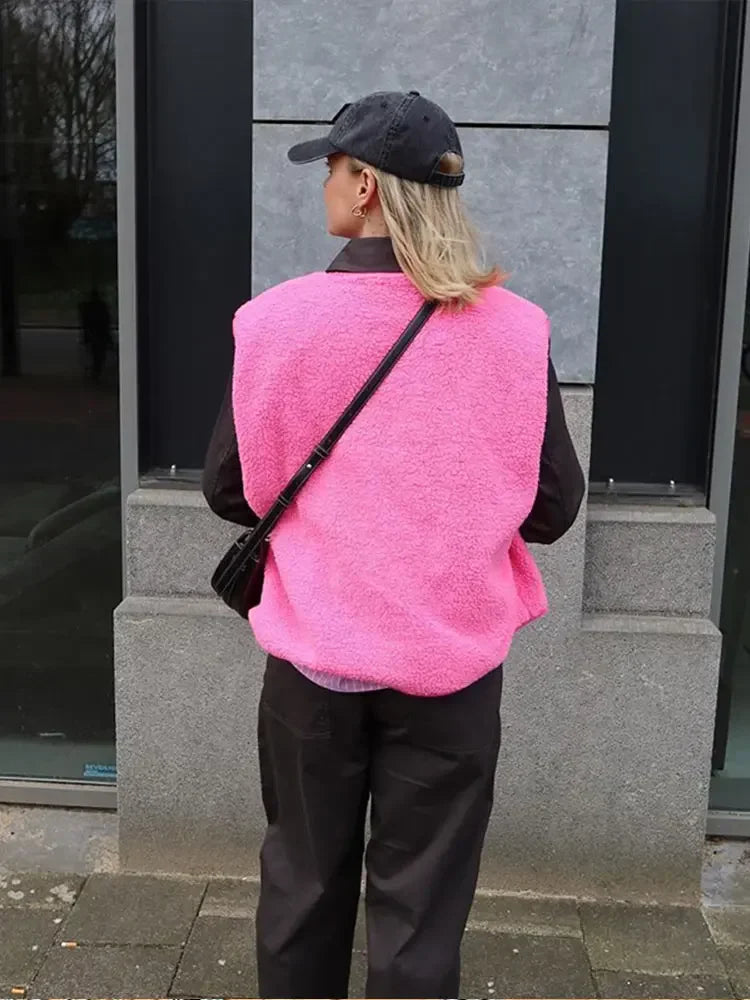 Sherpa-Fleece-Weste von hoher Qualität für Damen