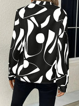 Elegant Blouse with Stand-up Collar and Print