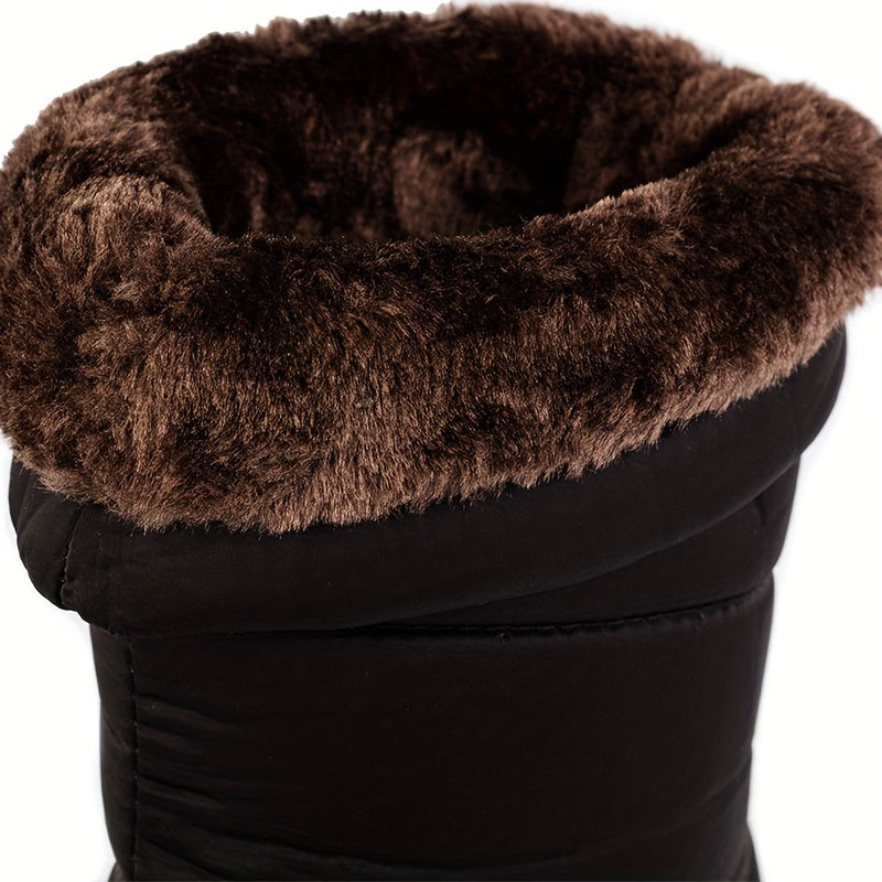 Bottes d’hiver femme doublées – Bottes chaudes antidérapantes avec cordon de serrage