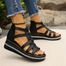 Gladiator-Sandalen Damen – Keilabsatz mit Reißverschluss und gekreuzten Riemen