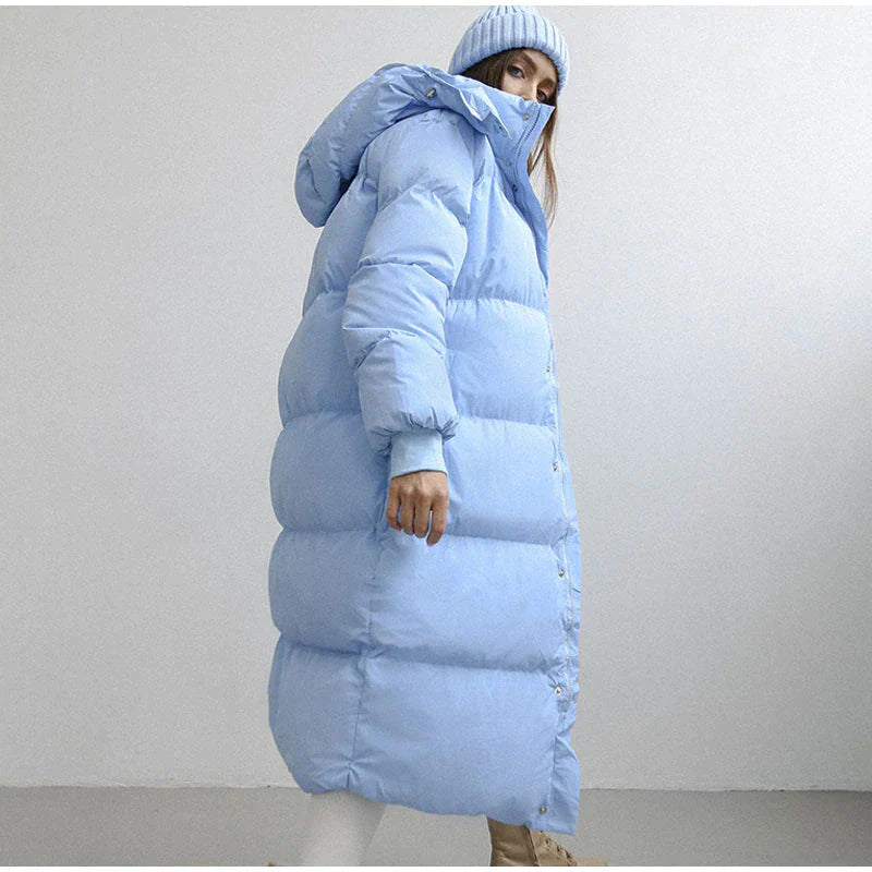 Langer Wintermantel für Damen mit Kapuze – Warm, Winddicht und Modisch