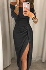 Sommerkleid mit freiliegenden Schultern und elegantem Schlitz