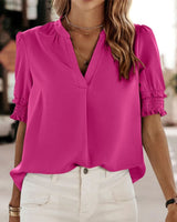 Blouse à col en V pour femmes - Confortable et élégante