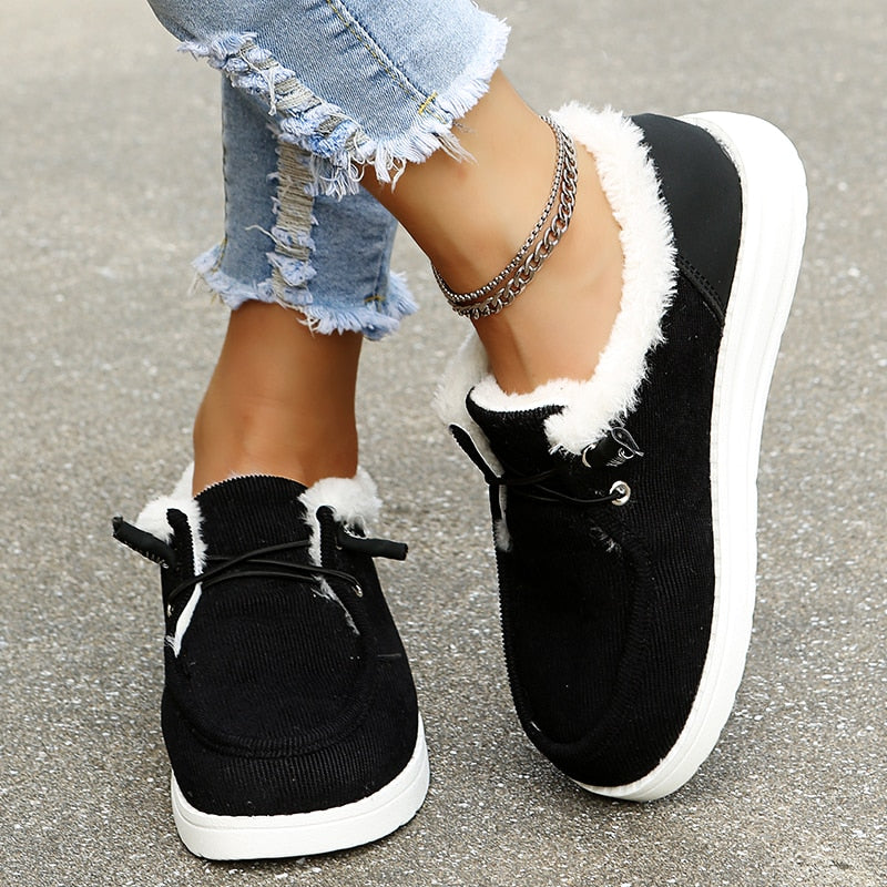 Women's Winter Sneakers – Warm Comfortable Shoes with Fur Lining