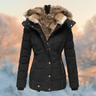 Damen Wintermantel – Warme Jacke mit luxuriösem Pelzkragen und Kapuze