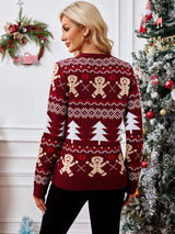 Pull de Noël Femme – Pull Hiver avec Motif Pain d’Épices & Sapin de Noël