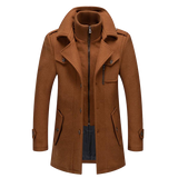 Herren-Wintermantel – Eleganter Mantel mit doppeltem Kragen und Reißverschlussverschluss