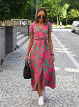 Maxikleid Boho Wickelkleid mit Trendigem Print