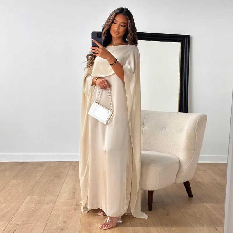 Robe Longue Élégante en Satin pour Femme avec Confort