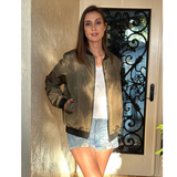 Bomberjacke für Damen mit langen Ärmeln und Reißverschluss