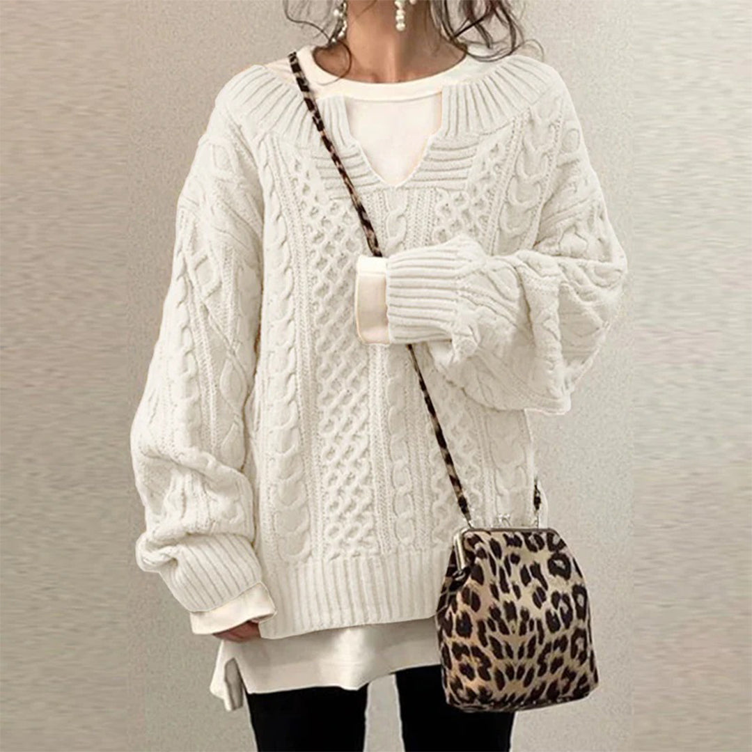 Pull Tricoté Oversize à Col Rond