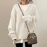 Pull Tricoté Oversize à Col Rond