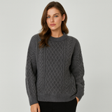 Sweter damski z dzianiny z wzorem warkocza – ciepły, miękki i elegancki