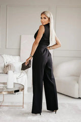 Damen-Overall mit V-Ausschnitt und Gürtel Eleganz
