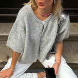 Gilet Streetwear Monochrome Manches Courtes Col Rond