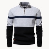 Herrenpullover mit halbem Reißverschluss – Eleganter gestreifter Strickpullover