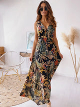 Maxikleid mit tropischem Blattmuster - elegant und bequem