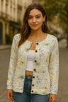 Elegante Damenweste mit Blumenmuster und Rundhalsausschnitt