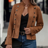 Eleganter Damenmantel mit Wildlederoptik – Bequem für Herbst und Winter