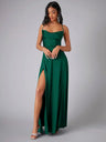 Satin-Abendkleid mit drapiertem Ausschnitt und Rückenausschnitt