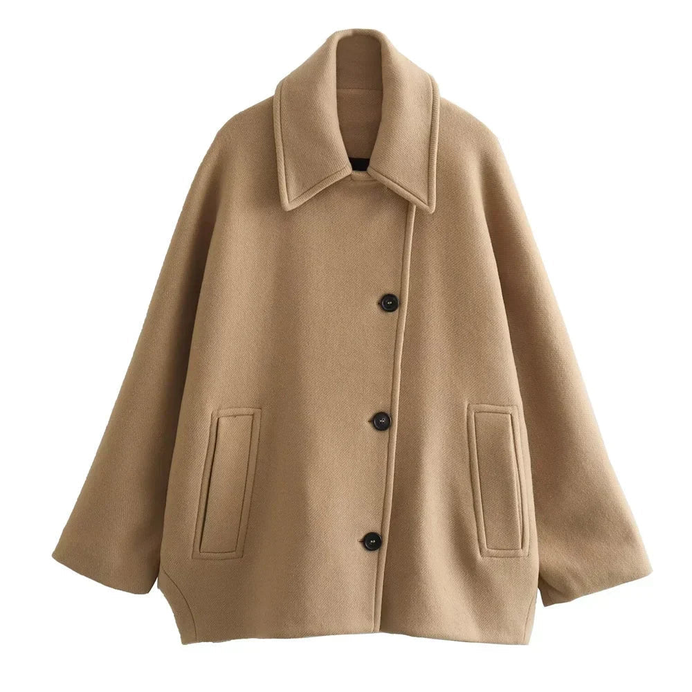 Cape for Women – Elegant Oversized Coat with Classic Buttons