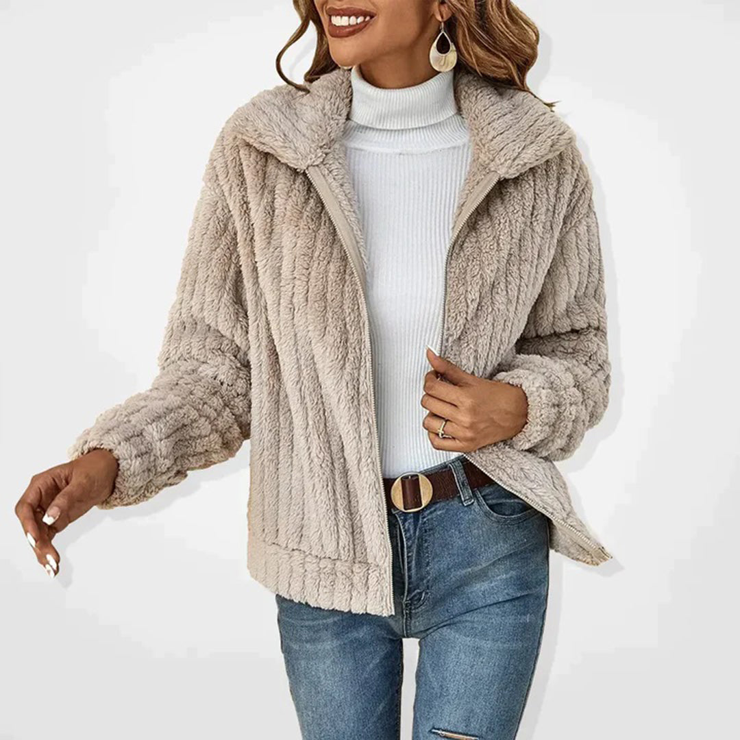 Long gilet femme en polaire avec col