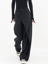 Damenhose Baggy Asymmetrisch mit Doppelknopfleiste