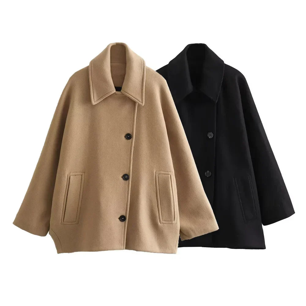 Cape for Women – Elegant Oversized Coat with Classic Buttons