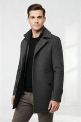 Gepolsterte Herren-Winterjacke – Warmer Mantel mit Stehkragen und Futter