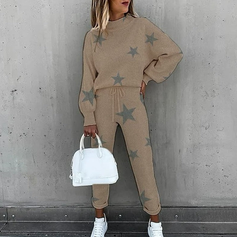 Damen-Loungewear-Set – Weiches zweiteiliges Set mit Sternenmuster