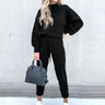 Damen Hausanzug – Weiches zweiteiliges Loungewear-Set mit Rollkragenpullover
