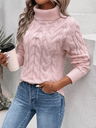Damen Rollkragenpullover aus Zopfmuster-Strick - Winterwärme