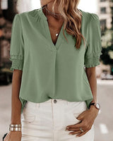 Blouse à col en V pour femmes - Confortable et élégante