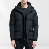 Men's Quilted Winter Jacket – Warm Coat with Removable Hood