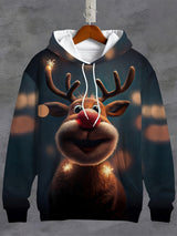 Weihnachts-Hoodie mit Rentiermotiv – Unisex warmer Pullover für die Feiertage