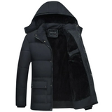 Men's Quilted Winter Jacket – Warm Coat with Removable Hood
