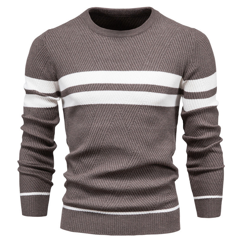 Men's striped sweater – Modern round neck knit sweater