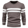 Men's striped sweater – Modern round neck knit sweater
