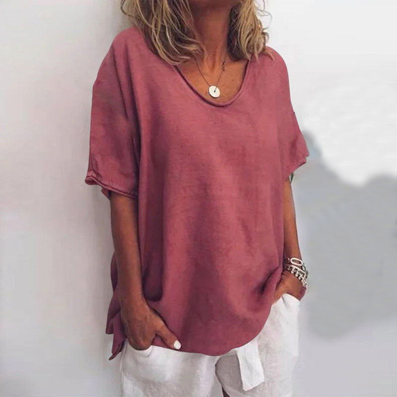 Blouse Confortable et Aérée à Col V pour Femmes