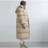 Langer Wintermantel für Damen mit Kapuze – Warm, Winddicht und Modisch