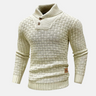 Men's sweater with collar and buttons – Textured pattern knit sweater