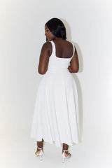 Robe Midi à Encolure Carrée - Style Élégant et Durable