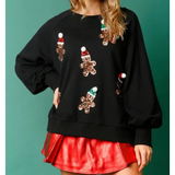 Weihnachts-Pullover Damen – Winter-Sweatshirt mit Lebkuchen-Motiv