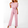 Eleganter Overall mit ausgestellten Beinen und geschnürter Taille